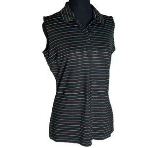 NIKE GOLF Black Striped Sleeveless Polo Shirt Top Tennis Dri Fit Size Medium